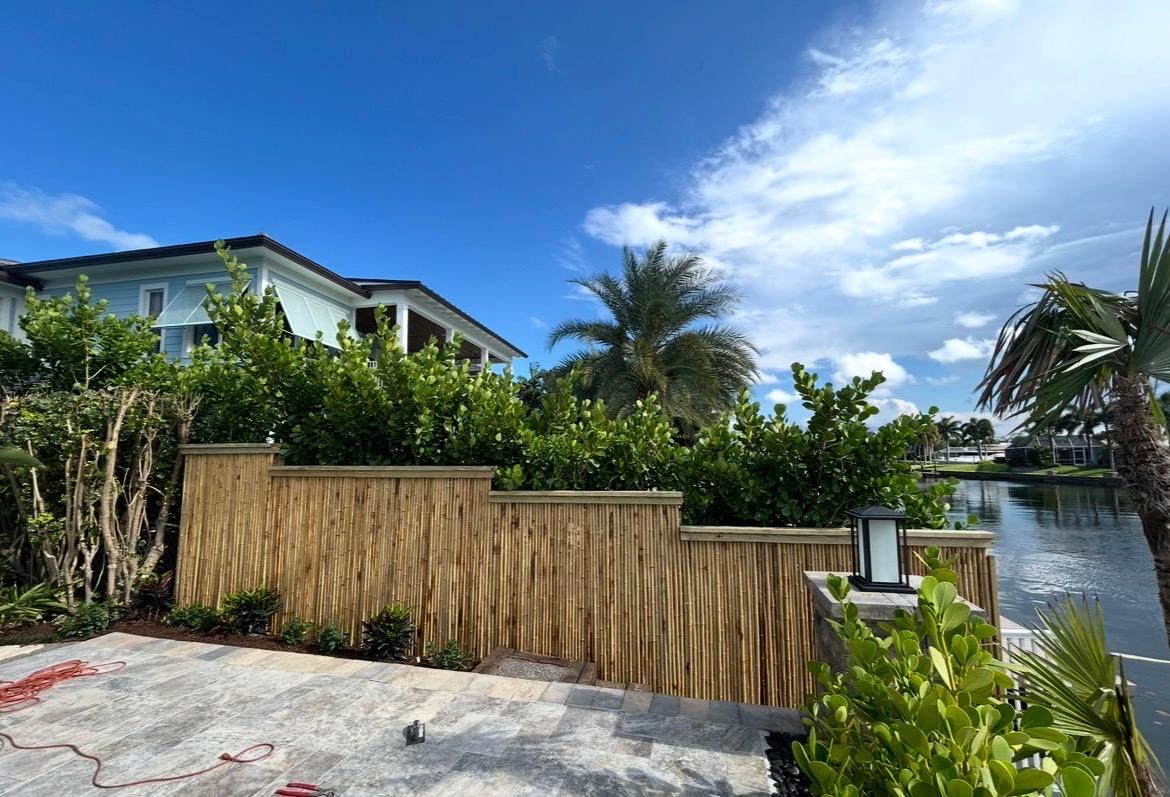 Residential yard with mature trees in place