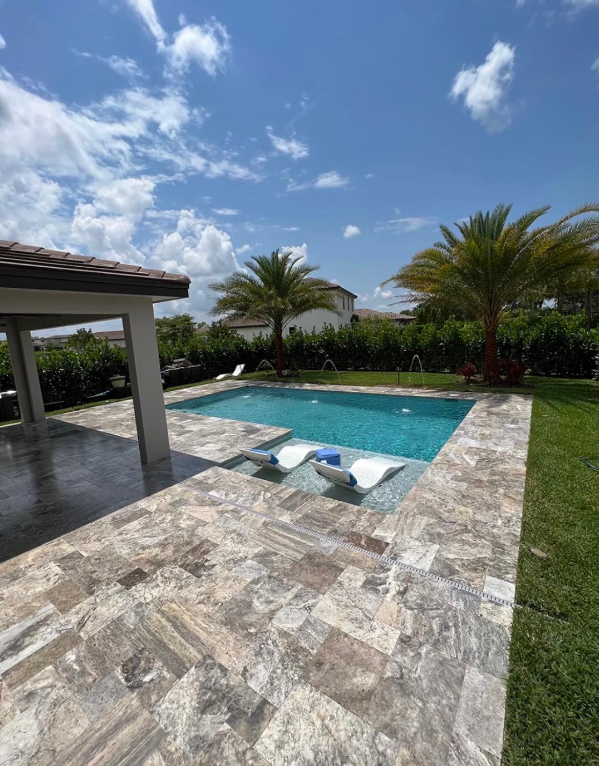Lush pool-deck landscape